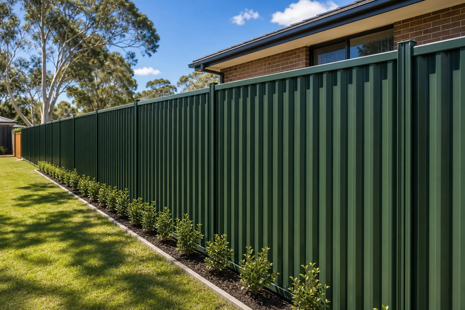 After - Sydney Fence Replacement New fence after replacement Sydney NSW - straight clean Colorbond boundary fence freshly installed