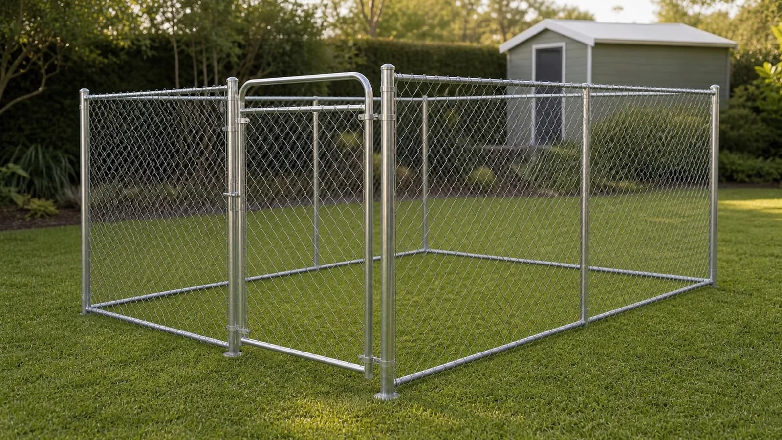 Backyard dog run chain wire enclosure installed in Sydney