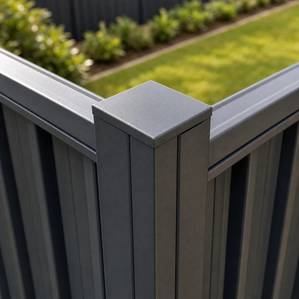 Fencing Craftsmanship Sydney - Corner Post Detail Capped corner fence post detail Sydney NSW - precise 90-degree fence join showing quality craftsmanship