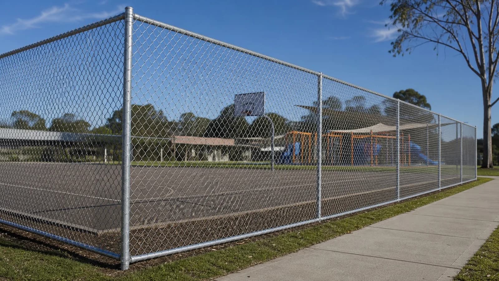Chain wire mesh playground fencing at a Sydney school