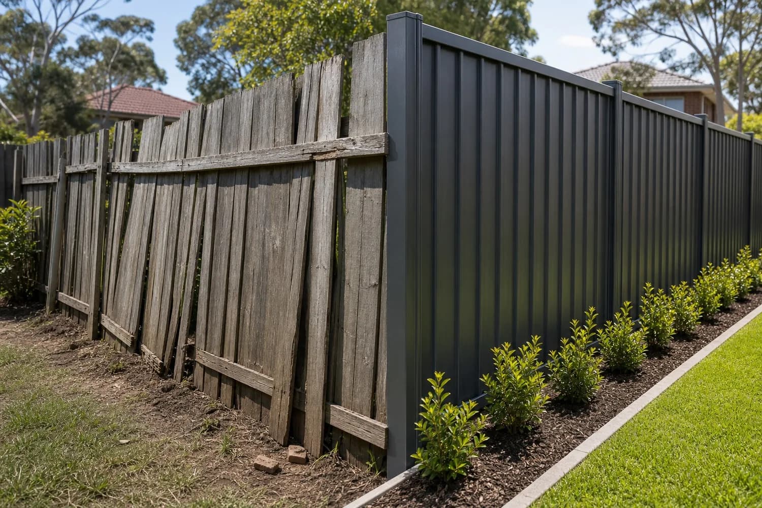 Fencing Advice Sydney - DIY vs Professional DIY versus professional fencing Sydney NSW - comparison of an amateur fence attempt beside a crisp professional install
