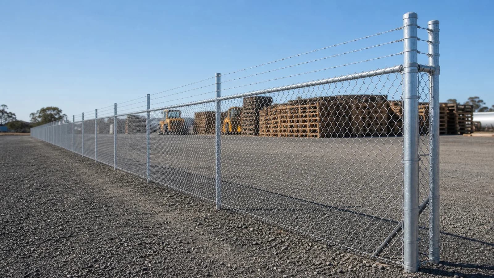 Industrial yard chain wire perimeter security fence in Western Sydney